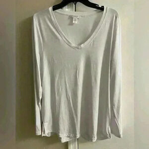 Athleta‎ White V Neck 3/4 Sleeve Tunic Top XL